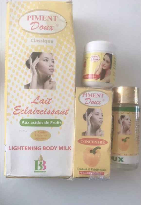 PIMENT DOUX 4PC SET LOTION, LOTION ECLAIRCISSANTE, BSC & SERUM WITH