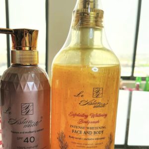 Snail Mucin and Niacinamide Body Lotion SPF 40 And Le Asian White Exfoliating Body Wash