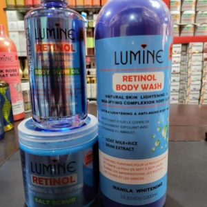 Lumine Retinol Super Lightening , Glow & Toning Set oil + Scrub + Body Wash